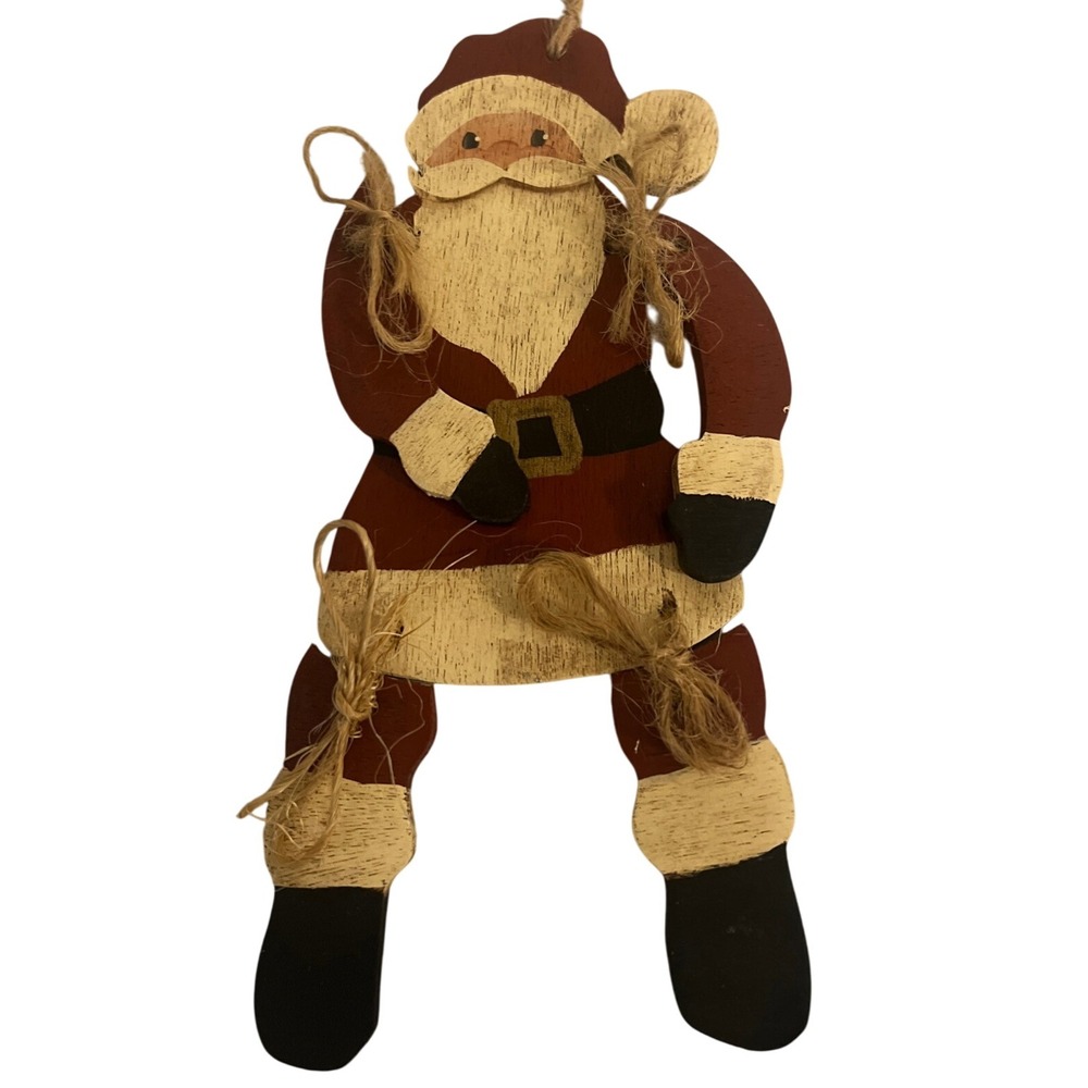 Wooden Santa Claus Christmas Ornament Hanging Decoration Rustic Farmhouse‎